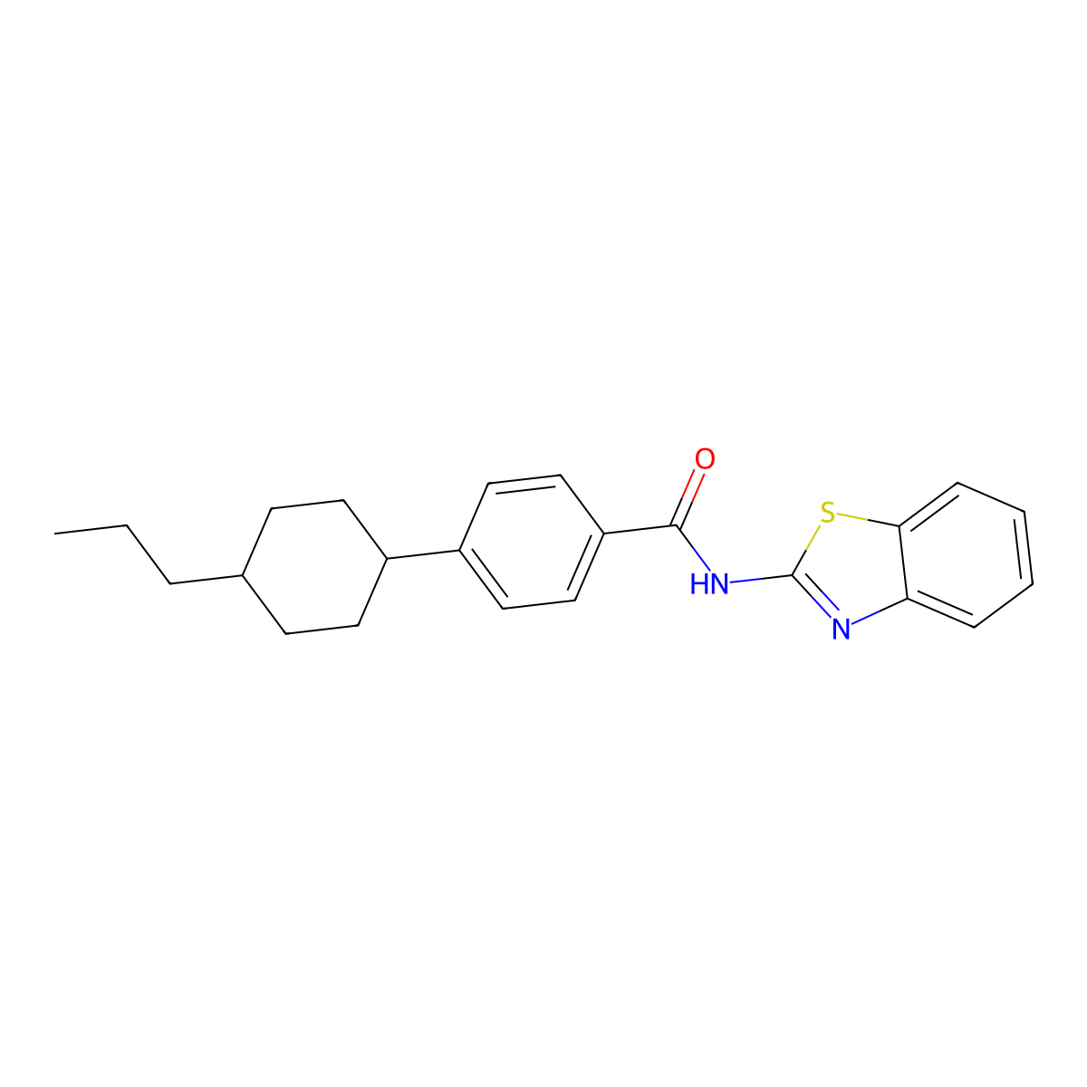 N-(1,3-benzothiazol-2-yl)-4-(4-propylcyclohexyl)benzamide molecular structure, CAS 314034-30-5