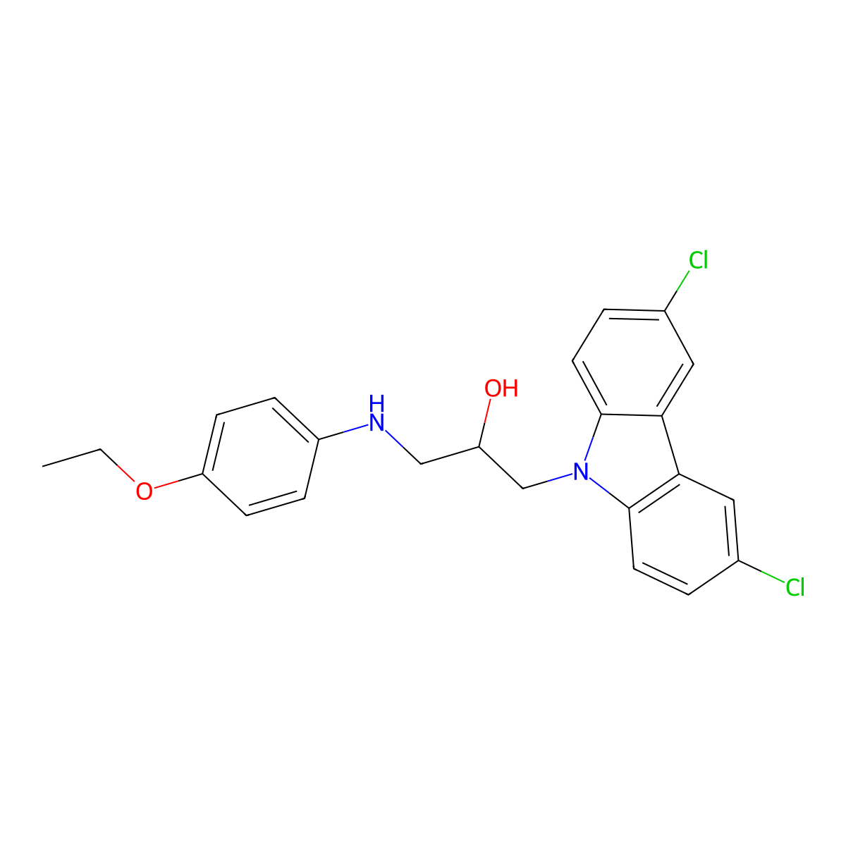 1-(3,6-dichloro-9H-carbazol-9-yl)-3-((4-ethoxyphenyl)amino)propan-2-ol molecular structure, CAS 314034-49-6