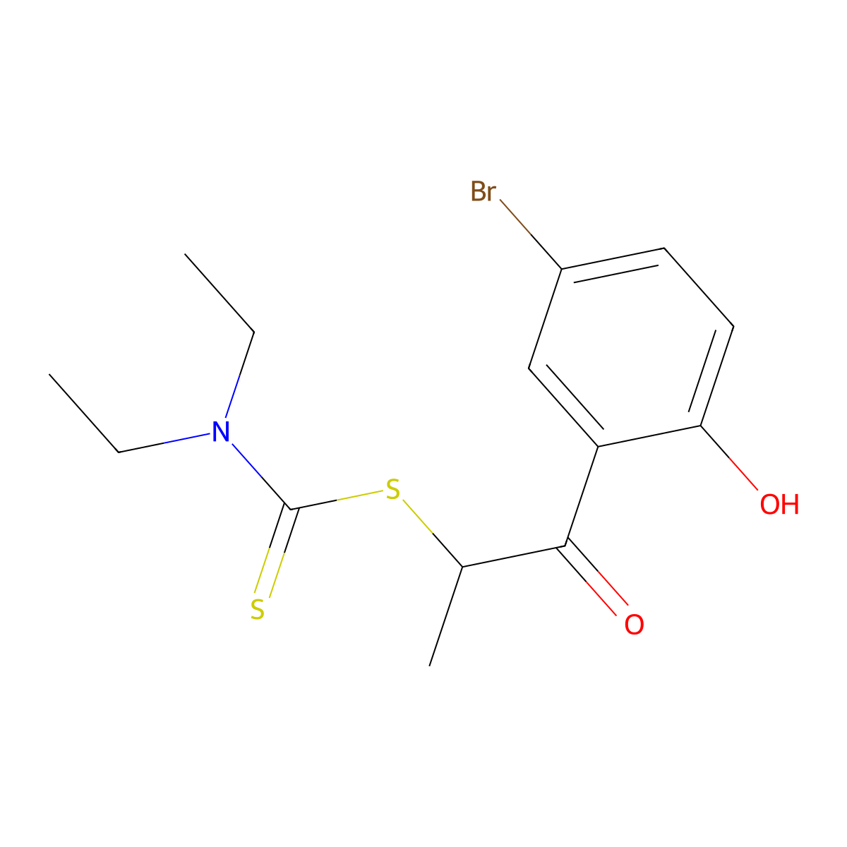 1-(5-Bromo-2-hydroxyphenyl)-1-oxopropan-2-yl diethylcarbamodithioate molecular structure, CAS 314034-58-7