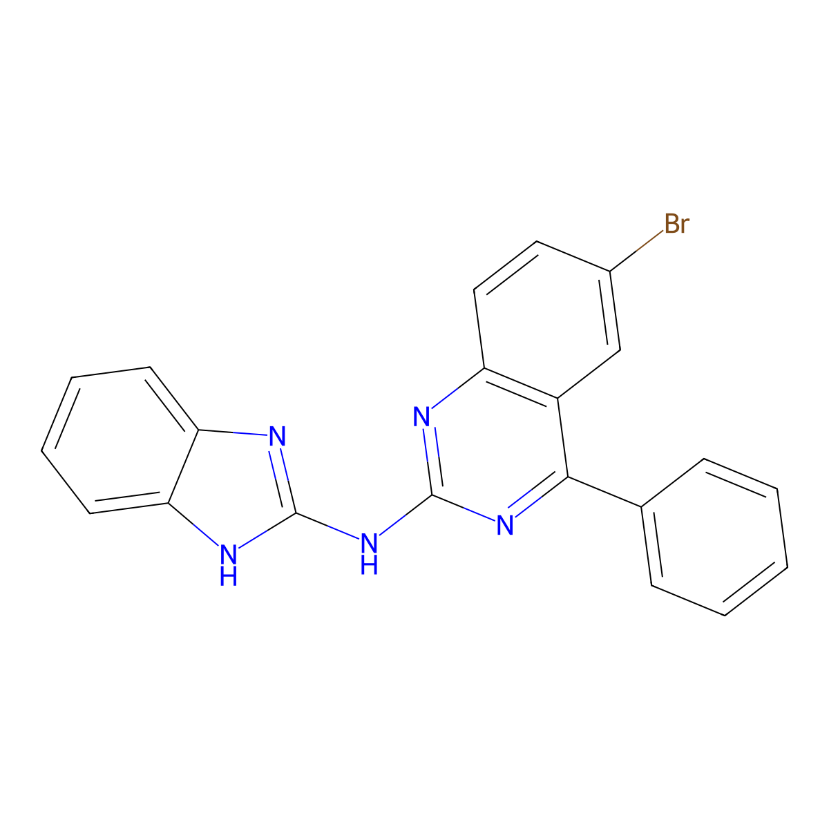 N-(1H-benzimidazol-2-yl)-6-bromo-4-phenylquinazolin-2-amine molecular structure, CAS 314034-70-3