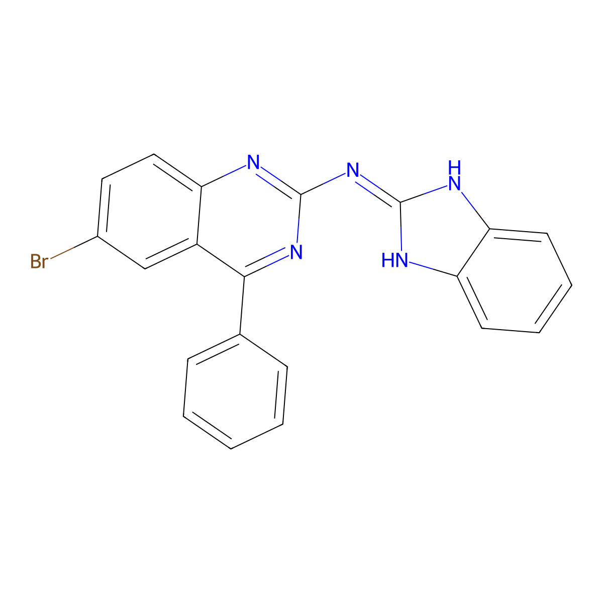 N-(1H-benzimidazol-2-yl)-6-bromo-4-phenylquinazolin-2-amine molecular structure, CAS 314034-70-3