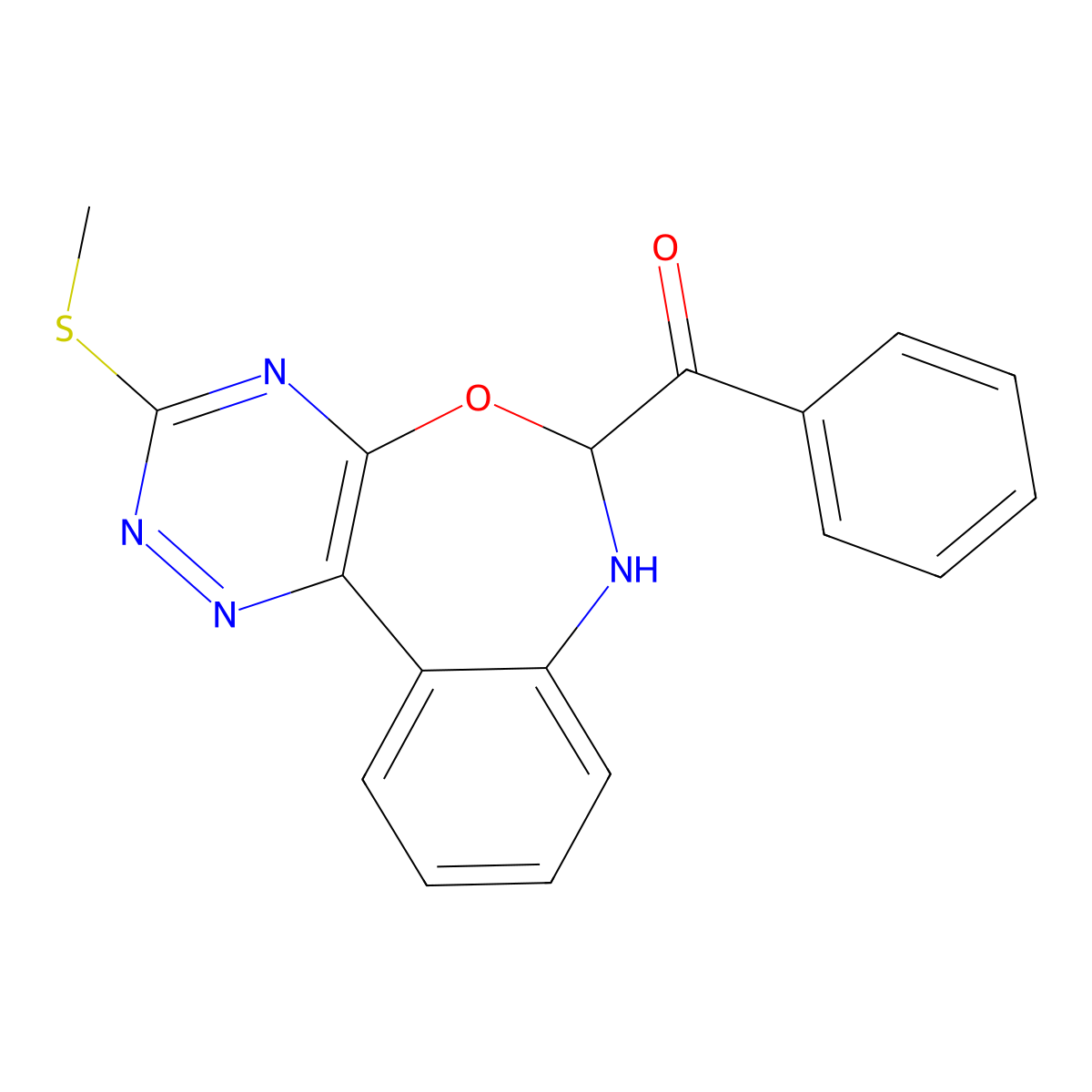 [3-(Methylsulfanyl)-6,7-dihydro[1,2,4]triazino[5,6-d][3,1]benzoxazepin-6-yl](phenyl)methanone molecular structure, CAS 314035-16-0