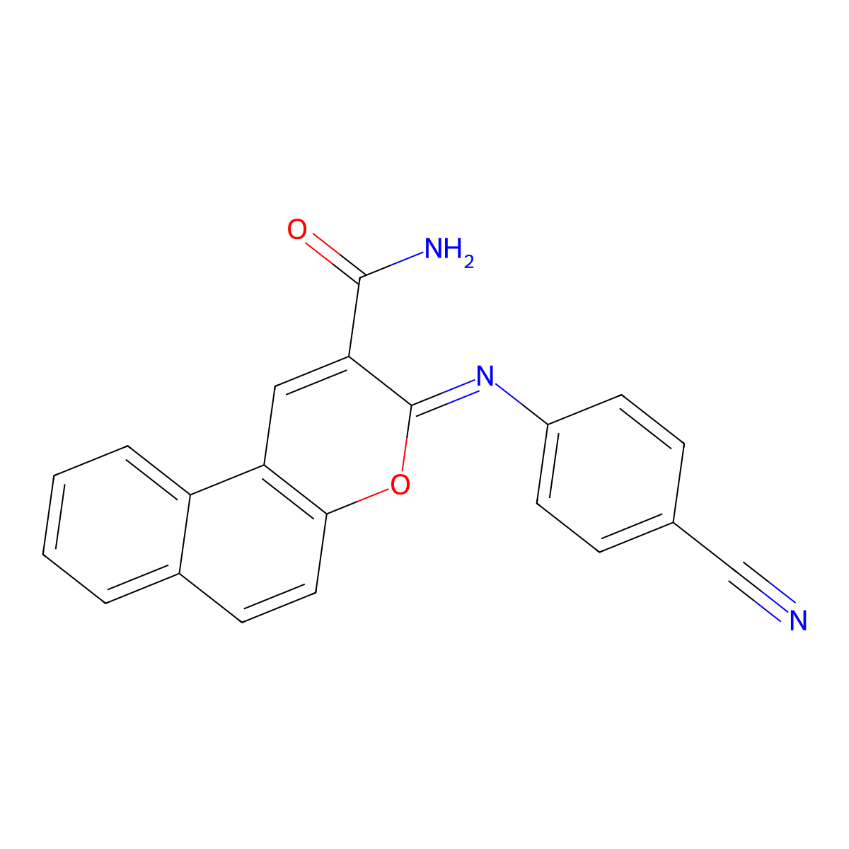 (3Z)-3-[(4-cyanophenyl)imino]-3H-benzo[f]chromene-2-carboxamide molecular structure, CAS 314035-47-7
