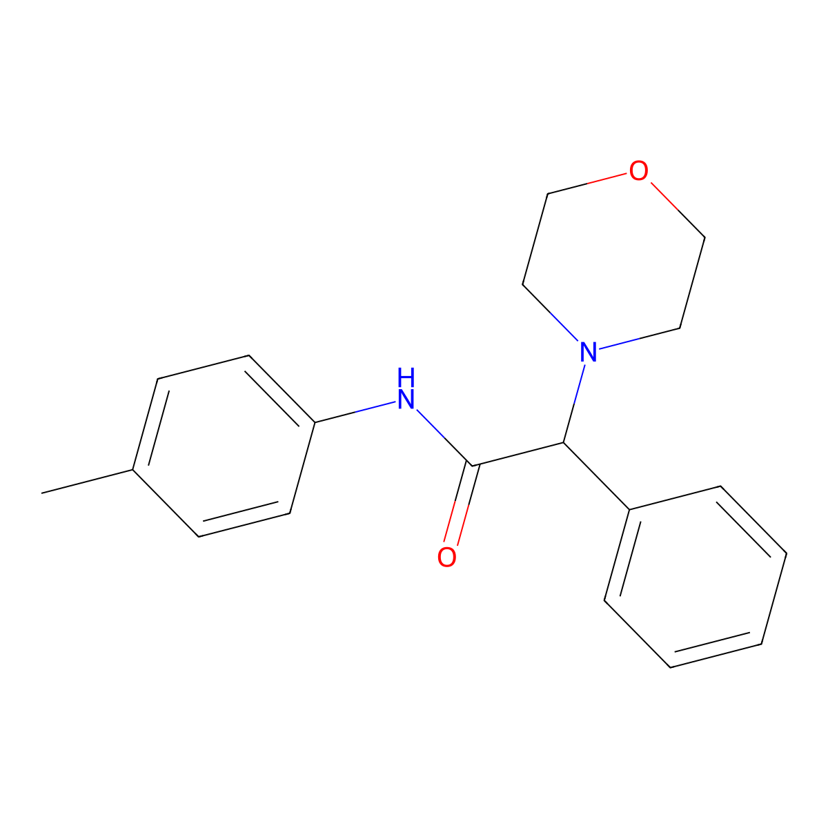 2-morpholino-2-phenyl-N-(p-tolyl)acetamide molecular structure, CAS 314035-61-5