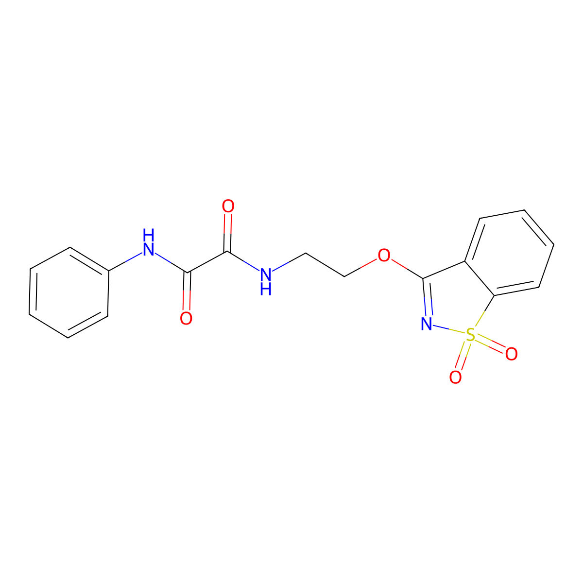 N-[2-[(1,1-dioxo-1,2-benzothiazol-3-yl)oxy]ethyl]-N'-phenyloxamide molecular structure, CAS 314036-08-3