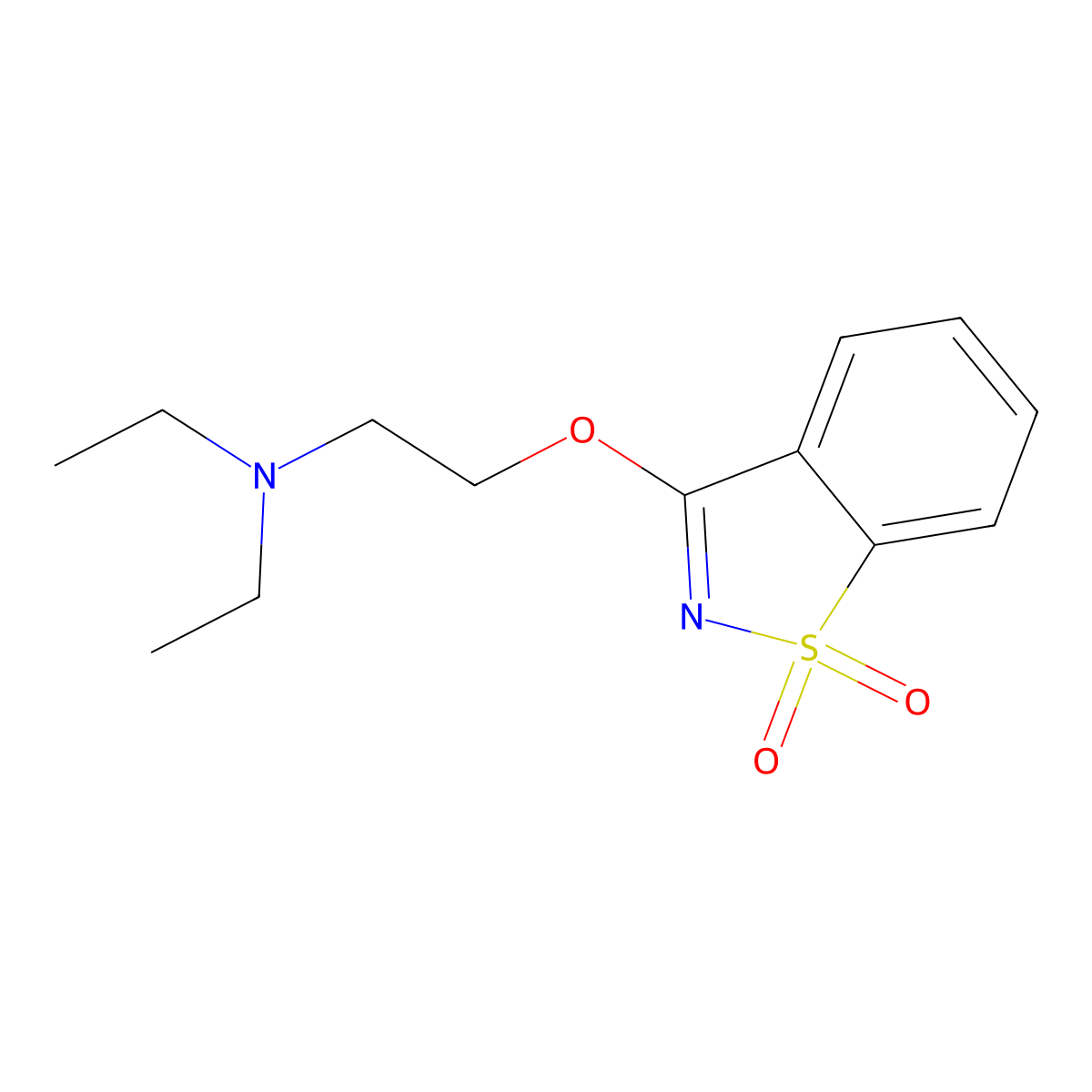 2-[(1,1-dioxo-1,2-benzothiazol-3-yl)oxy]-N,N-diethylethanamine molecular structure, CAS 314036-09-4