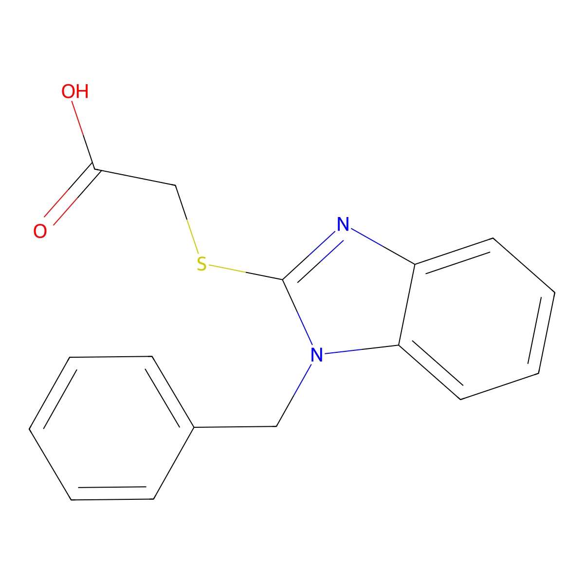 (1-Benzyl-1H-benzoimidazol-2-ylsulfanyl)-acetic acid molecular structure, CAS 314036-23-2
