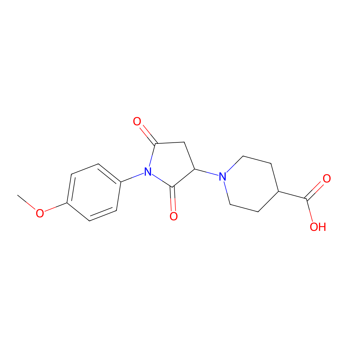 1-[1-(4-Methoxyphenyl)-2,5-dioxopyrrolidin-3-yl]piperidine-4-carboxylic acid molecular structure, CAS 314038-37-4