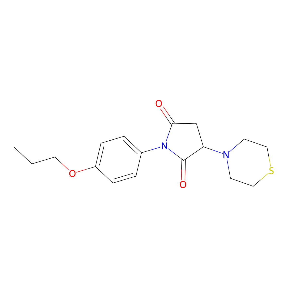 1-(4-Propoxyphenyl)-3-(thiomorpholin-4-yl)pyrrolidine-2,5-dione molecular structure, CAS 314038-46-5