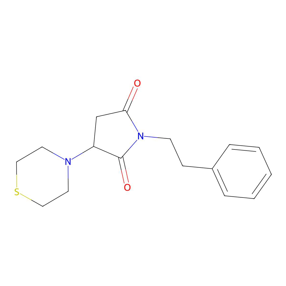 1-(2-Phenylethyl)-3-(4-thiomorpholinyl)-2,5-pyrrolidinedione molecular structure, CAS 314038-47-6