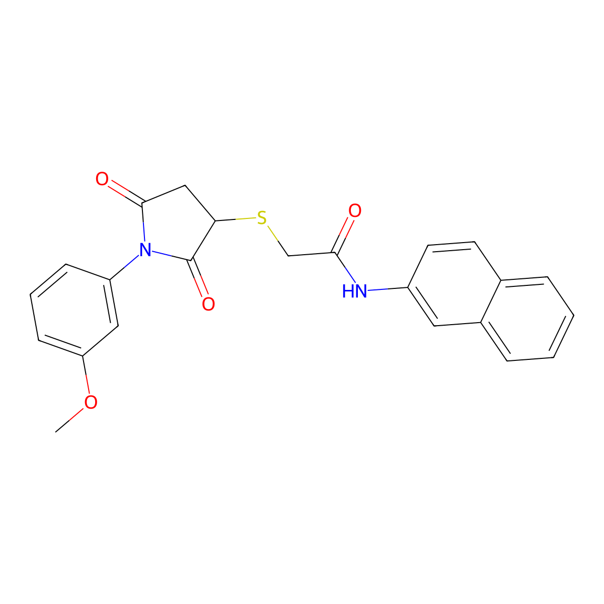 2-{[1-(3-methoxyphenyl)-2,5-dioxopyrrolidin-3-yl]sulfanyl}-N-(naphthalen-2-yl)acetamide molecular structure, CAS 314038-48-7