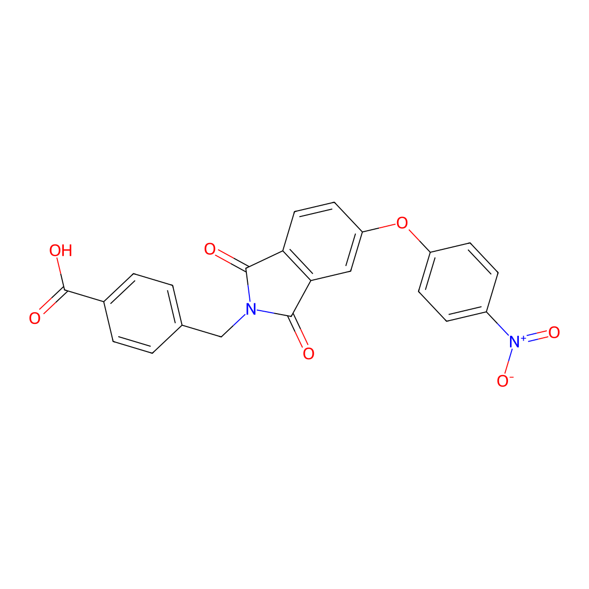 4-{[5-(4-nitrophenoxy)-1,3-dioxo-1,3-dihydro-2H-isoindol-2-yl]methyl}benzoic acid molecular structure, CAS 314038-94-3