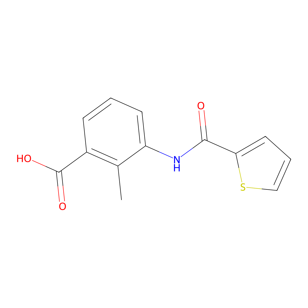2-Methyl-3-[(thiophen-2-ylcarbonyl)amino]benzoic acid molecular structure, CAS 314039-09-3