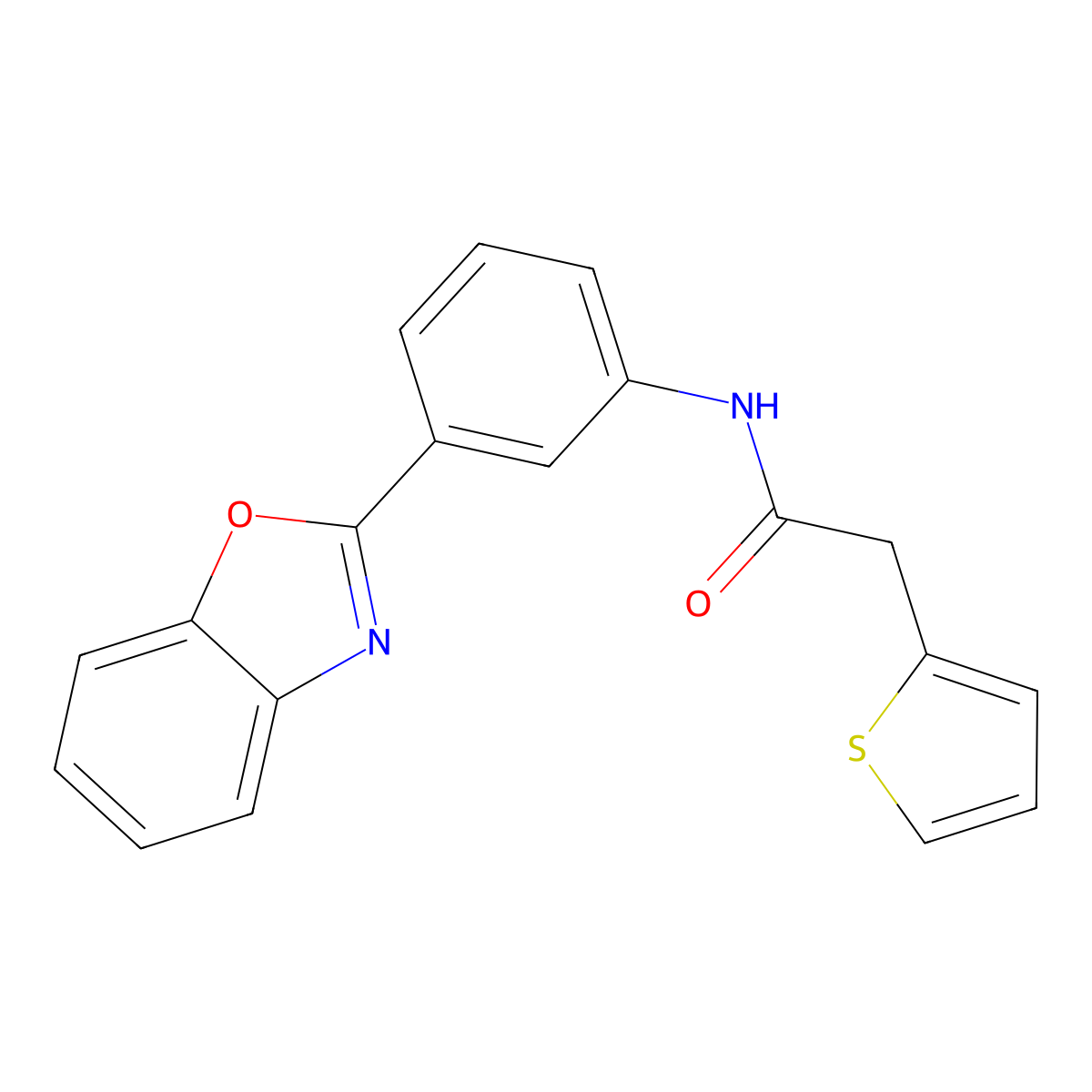 N-[3-(1,3-benzoxazol-2-yl)phenyl]-2-(thiophen-2-yl)acetamide molecular structure, CAS 314039-10-6
