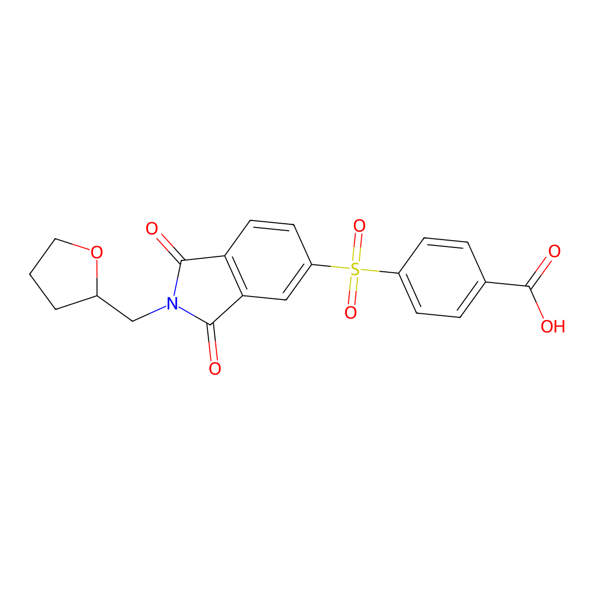 4-{[1,3-dioxo-2-(tetrahydrofuran-2-ylmethyl)-2,3-dihydro-1H-isoindol-5-yl]sulfonyl}benzoic acid molecular structure, CAS 314039-16-2
