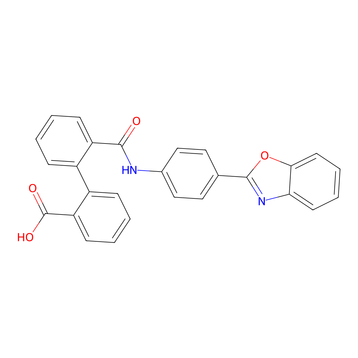 2'-{[4-(1,3-Benzoxazol-2-yl)phenyl]carbamoyl}biphenyl-2-carboxylic acid molecular structure, CAS 314039-17-3
