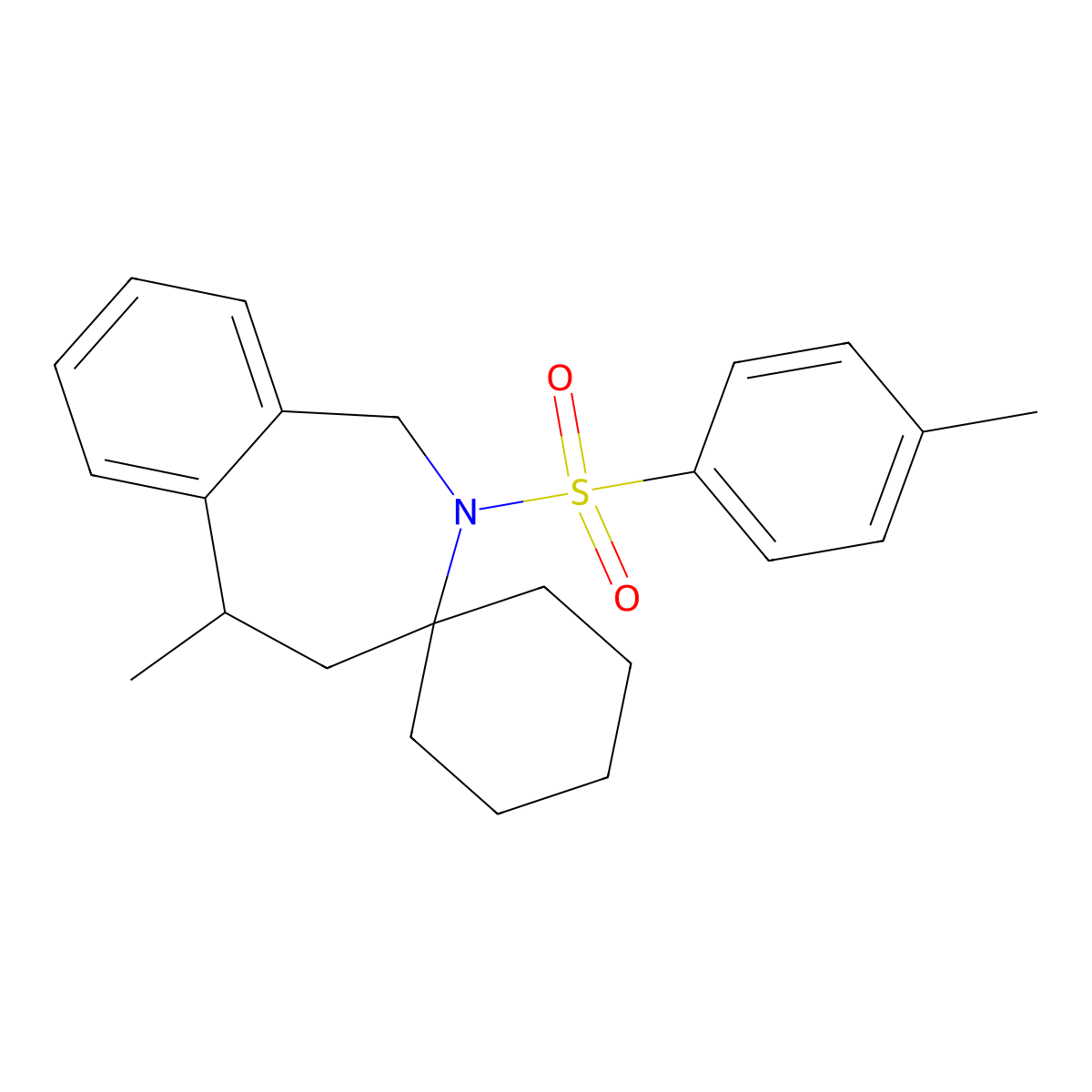 5-methyl-2-(4-methylphenyl)sulfonylspiro[4,5-dihydro-1H-2-benzazepine-3,1'-cyclohexane] molecular structure, CAS 314039-27-5