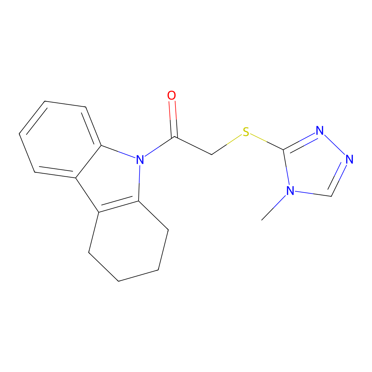 9-{[(4-methyl-4H-1,2,4-triazol-3-yl)sulfanyl]acetyl}-2,3,4,9-tetrahydro-1H-carbazole molecular structure, CAS 314039-41-3