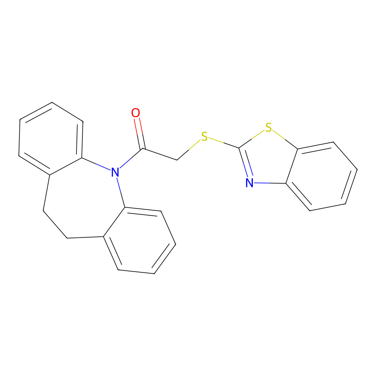 2-(1,3-benzothiazol-2-ylsulfanyl)-1-(10,11-dihydro-5H-dibenzo[b,f]azepin-5-yl)ethanone molecular structure, CAS 314039-42-4