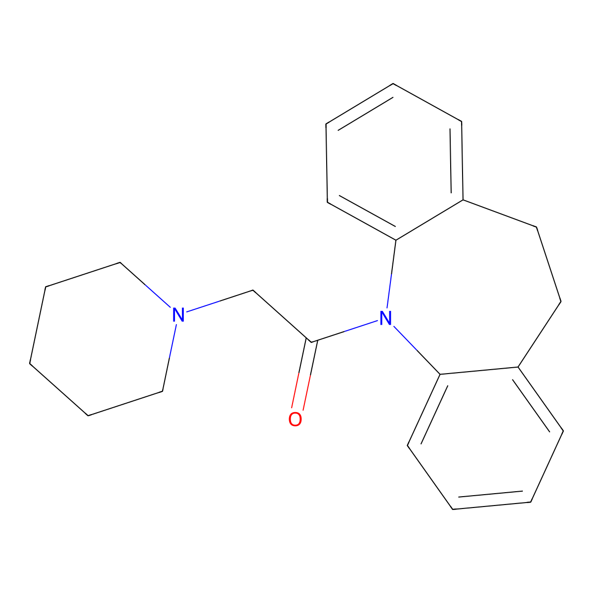 1-(5,6-Dihydrobenzo[b][1]benzazepin-11-yl)-2-piperidin-1-ylethanone molecular structure, CAS 314039-44-6