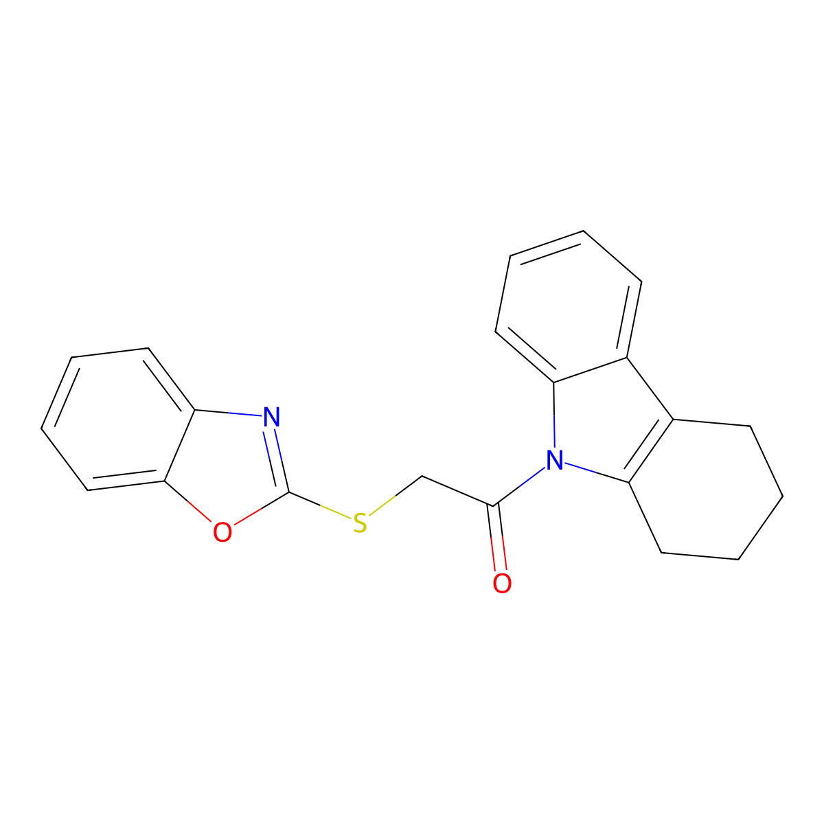 2-(1,3-benzoxazol-2-ylsulfanyl)-1-(1,2,3,4-tetrahydro-9H-carbazol-9-yl)ethanone molecular structure, CAS 314039-45-7