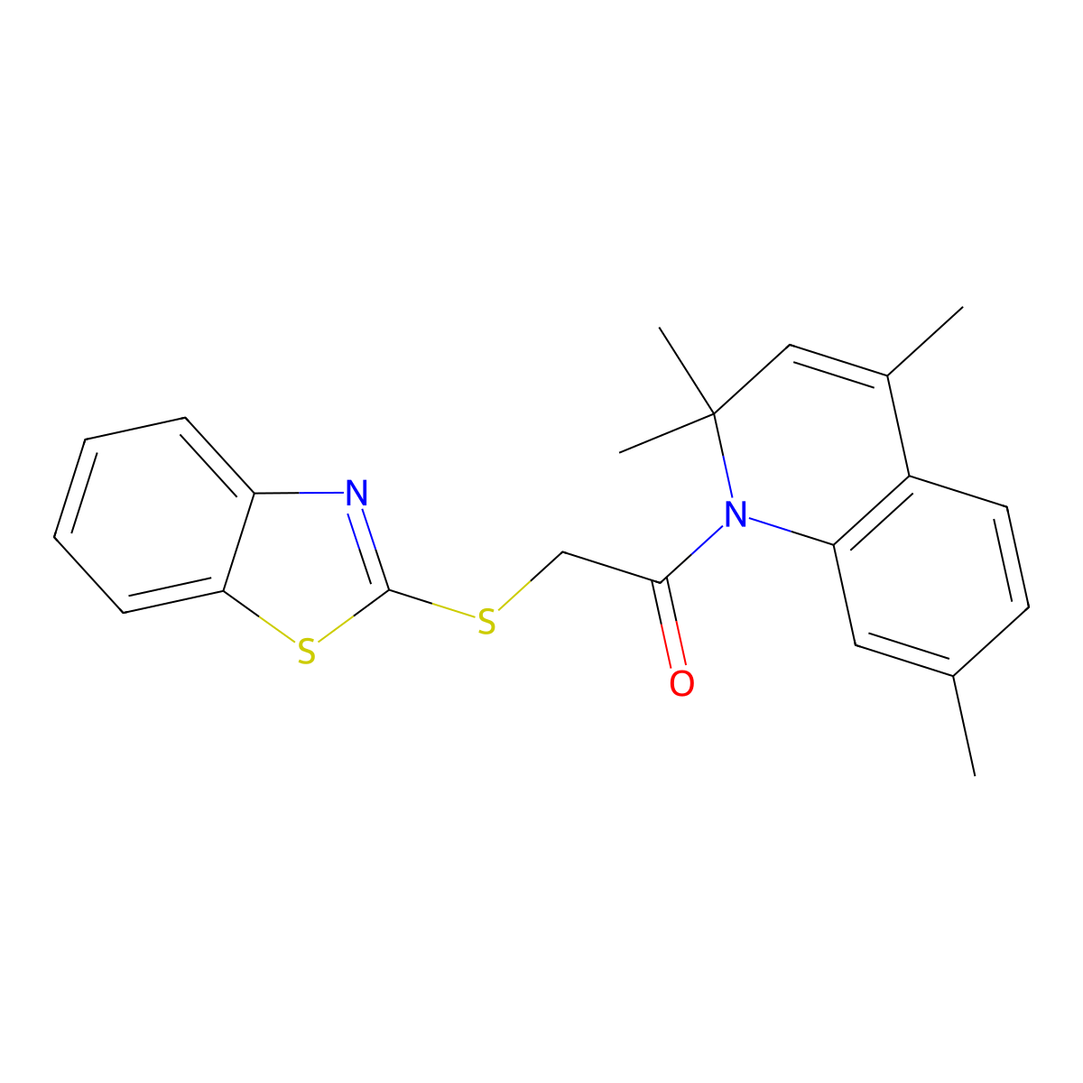 2-(1,3-benzothiazol-2-ylsulfanyl)-1-(2,2,4,7-tetramethylquinolin-1(2H)-yl)ethanone molecular structure, CAS 314039-55-9