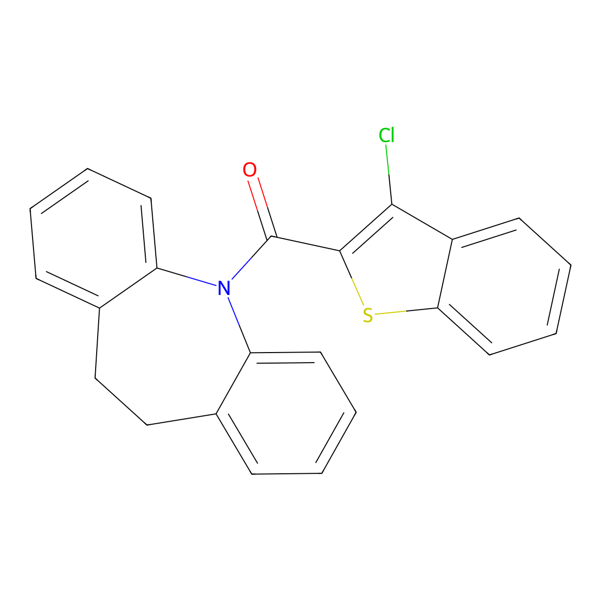 (3-chloro-1-benzothiophen-2-yl)(10,11-dihydro-5H-dibenzo[b,f]azepin-5-yl)methanone molecular structure, CAS 314039-59-3