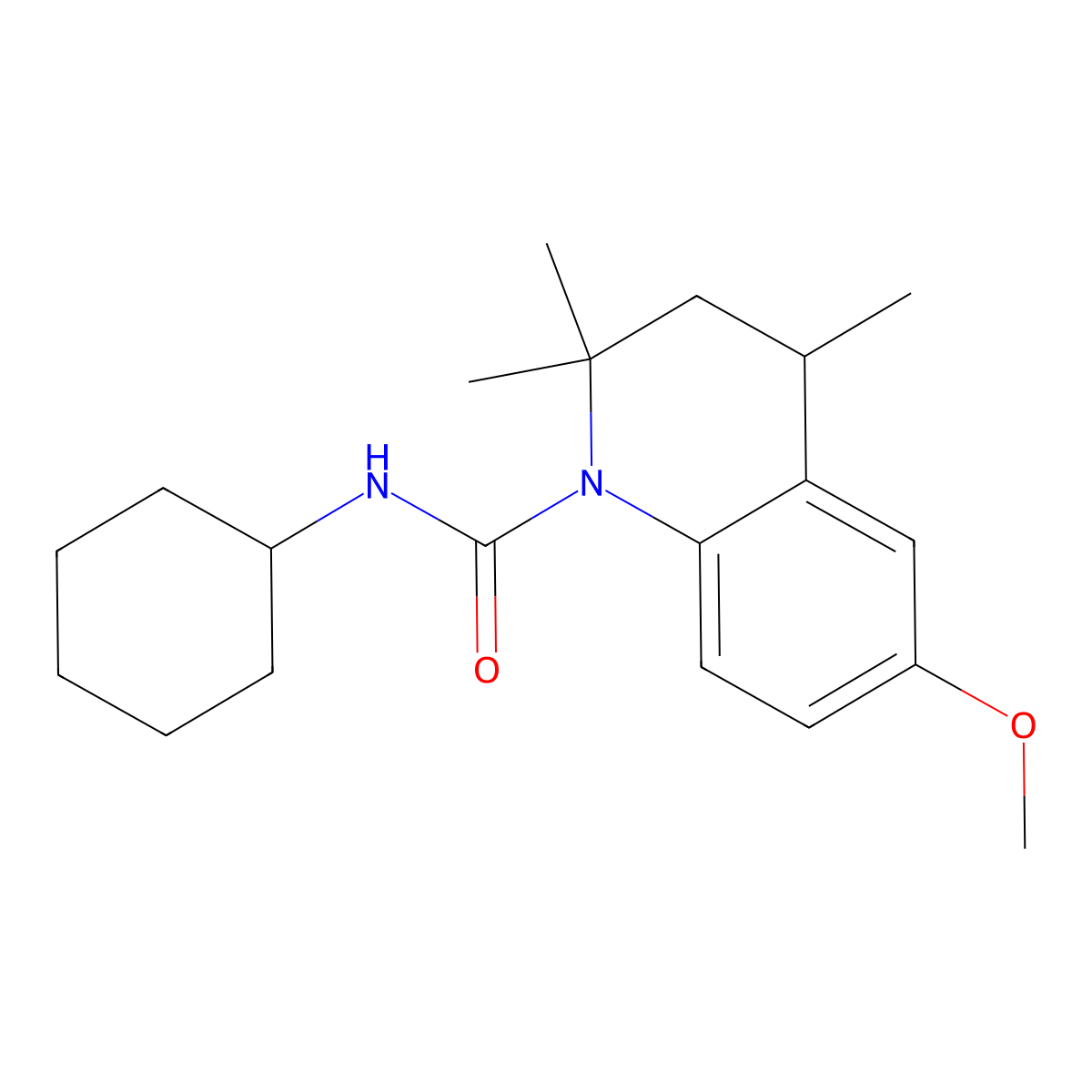 N-cyclohexyl-6-methoxy-2,2,4-trimethyl-3,4-dihydroquinoline-1(2H)-carboxamide molecular structure, CAS 314039-85-5