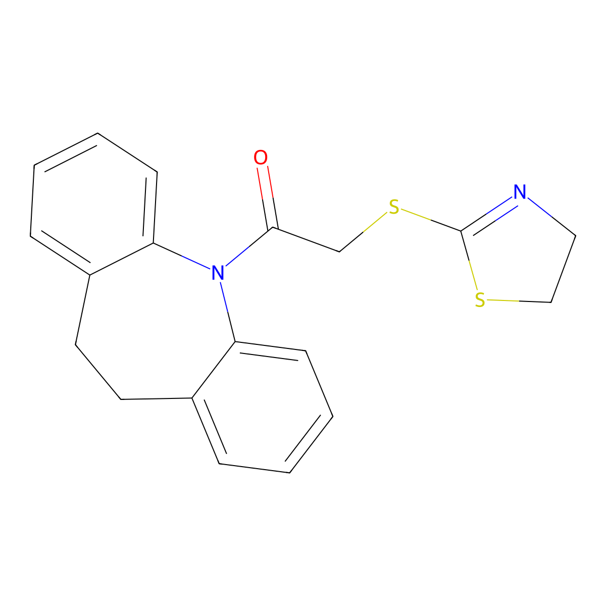 1-(5,6-Dihydrobenzo[b][1]benzazepin-11-yl)-2-(4,5-dihydro-1,3-thiazol-2-ylsulfanyl)ethanone molecular structure, CAS 314039-96-8