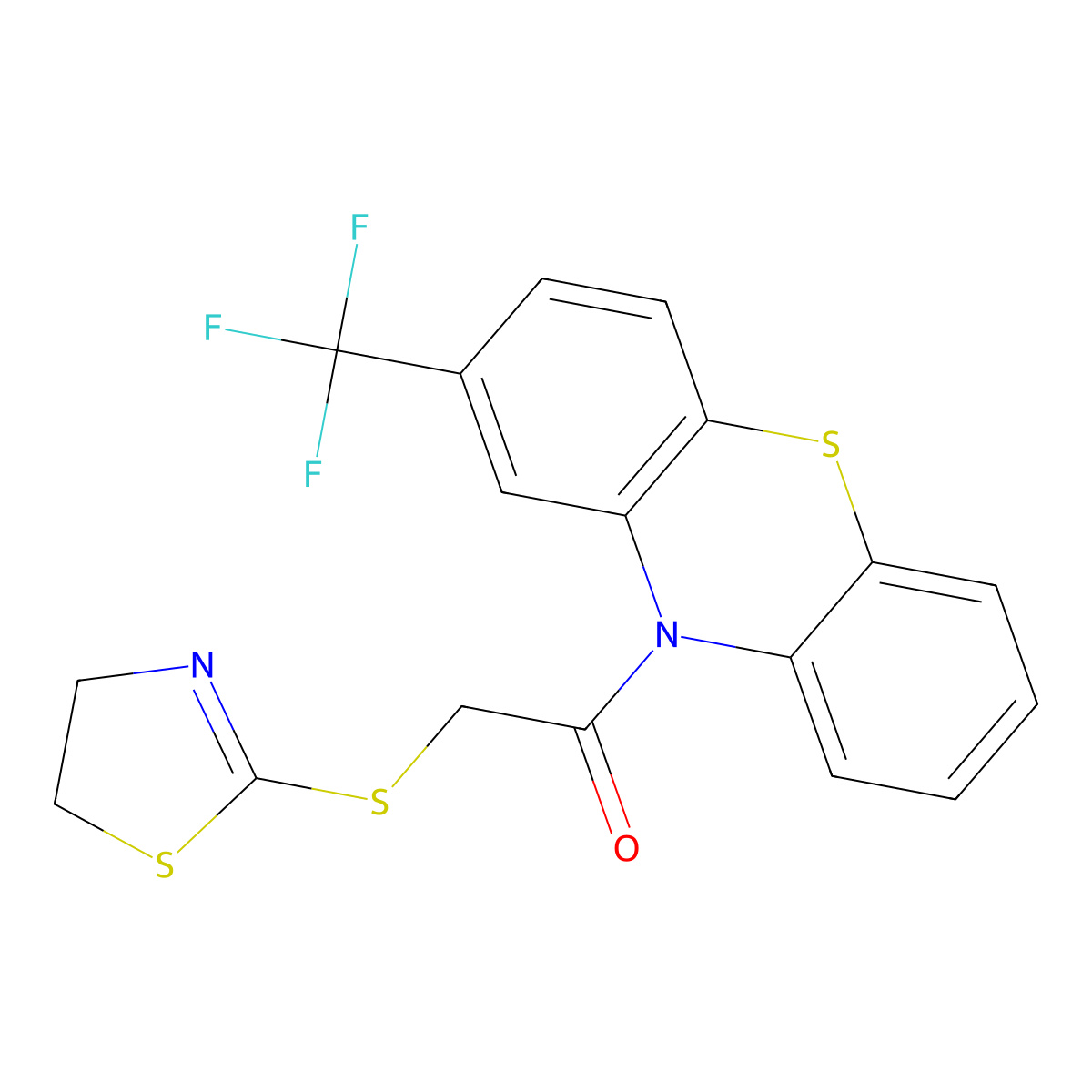 2-(4,5-dihydro-1,3-thiazol-2-ylsulfanyl)-1-[2-(trifluoromethyl)-10H-phenothiazin-10-yl]ethanone molecular structure, CAS 314039-97-9
