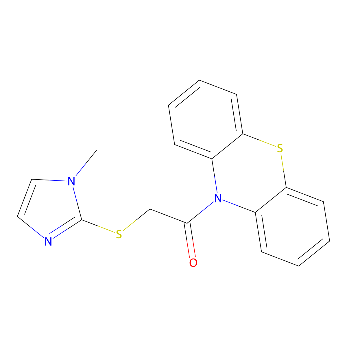 2-[(1-methyl-1H-imidazol-2-yl)sulfanyl]-1-(10H-phenothiazin-10-yl)-1-ethanone molecular structure, CAS 314039-99-1
