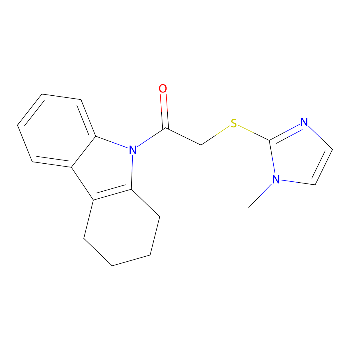 9-(((1-methyl-1H-imidazol-2-yl)sulfanyl)acetyl)-2,3,4,9-tetrahydro-1H-carbazole molecular structure, CAS 314040-01-2