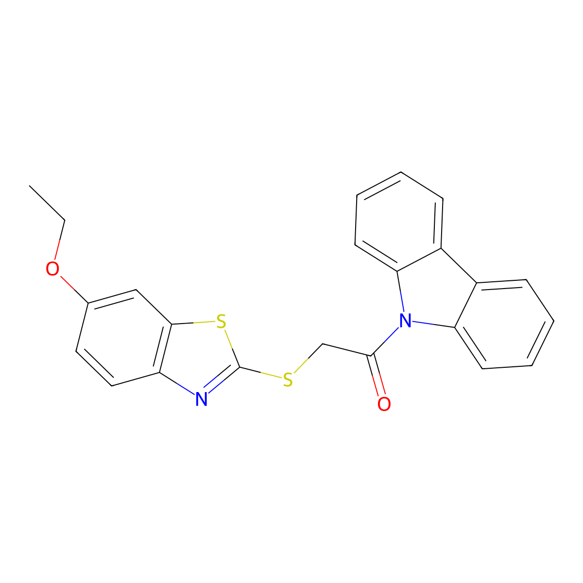 1-Carbazol-9-yl-2-[(6-ethoxy-1,3-benzothiazol-2-yl)sulfanyl]ethanone molecular structure, CAS 314040-02-3