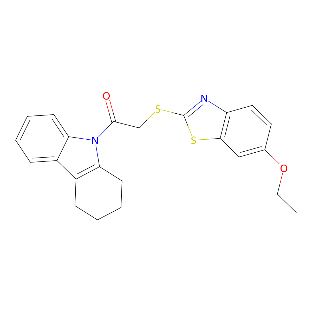2-[(6-ethoxy-1,3-benzothiazol-2-yl)sulfanyl]-1-(1,2,3,4-tetrahydro-9H-carbazol-9-yl)ethanone molecular structure, CAS 314040-03-4