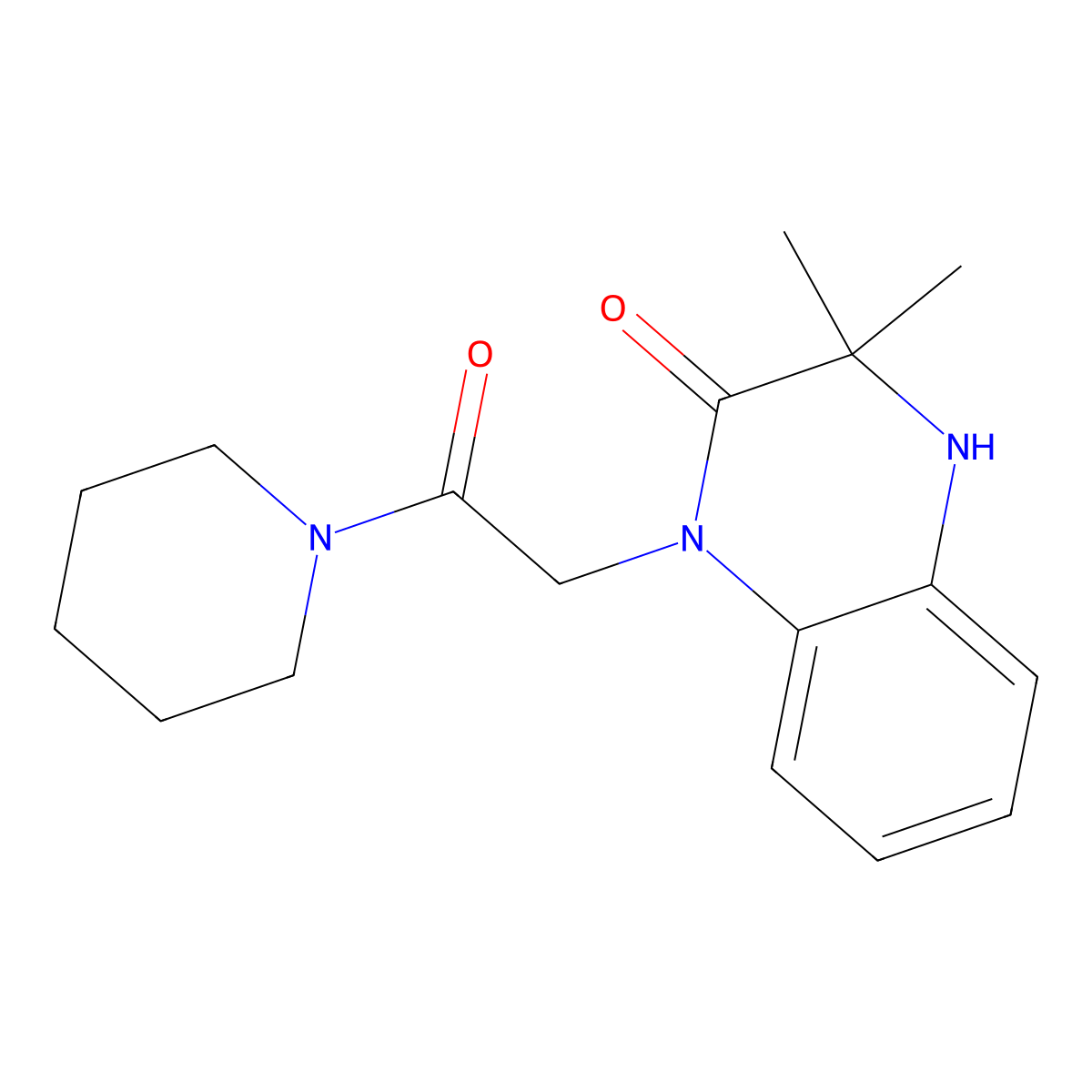 3,3-dimethyl-1-(2-oxo-2-piperidin-1-ylethyl)-4H-quinoxalin-2-one molecular structure, CAS 314040-23-8