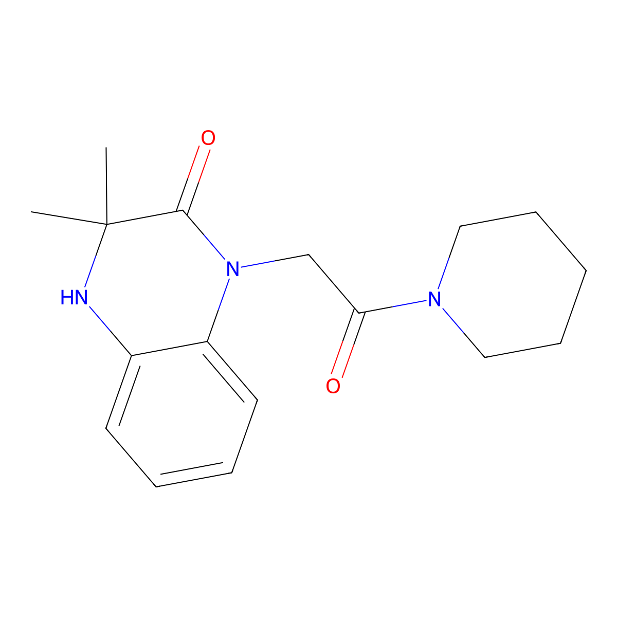 3,3-dimethyl-1-(2-oxo-2-piperidin-1-ylethyl)-4H-quinoxalin-2-one molecular structure, CAS 314040-23-8