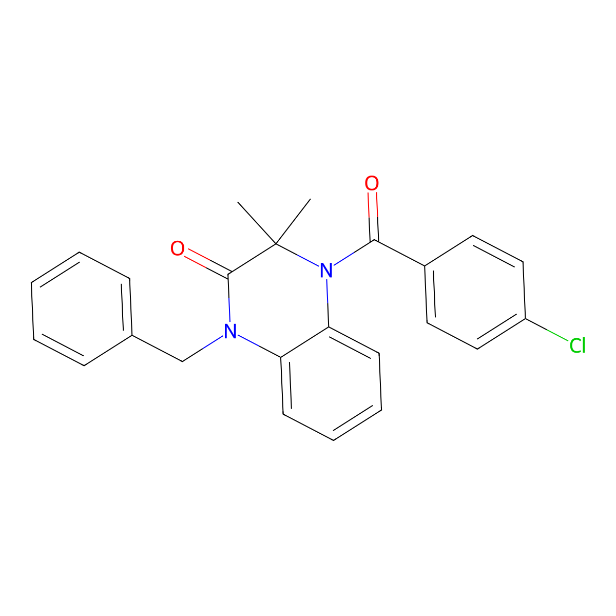 1-Benzyl-4-(4-chlorobenzoyl)-3,3-dimethylquinoxalin-2-one molecular structure, CAS 314040-26-1