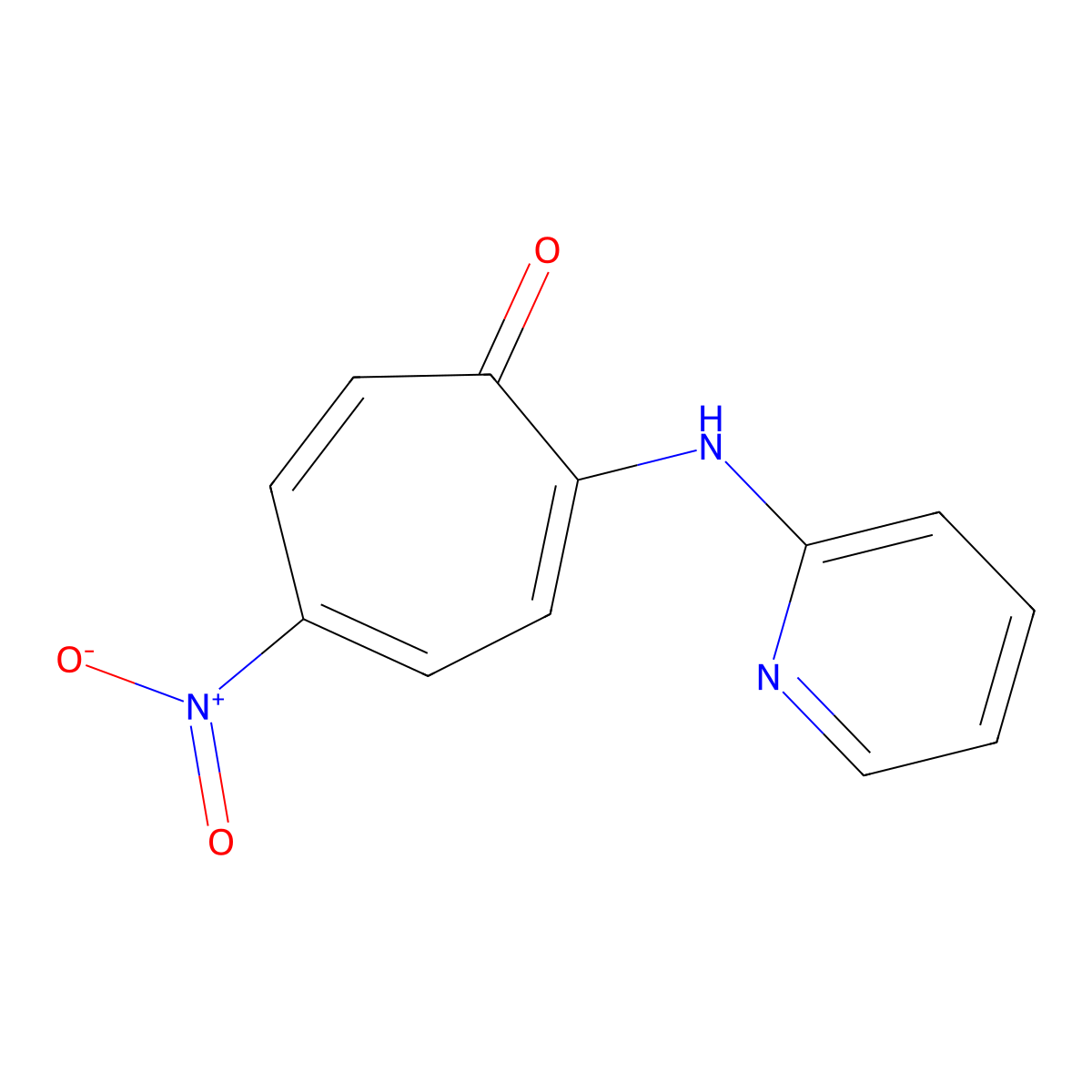 5-Nitro-2-(pyridin-2-ylamino)cyclohepta-2,4,6-trien-1-one molecular structure, CAS 314040-29-4