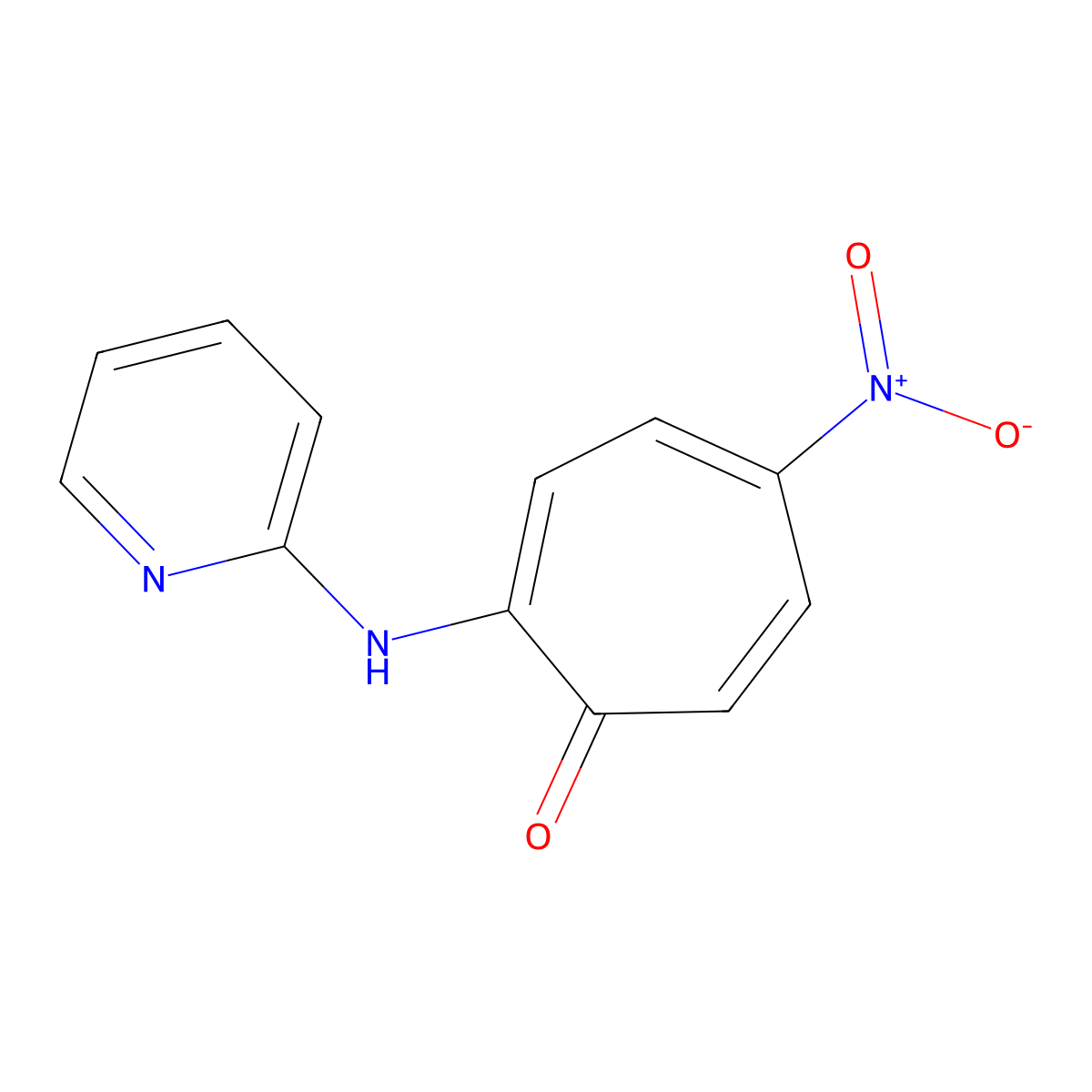 5-Nitro-2-(pyridin-2-ylamino)cyclohepta-2,4,6-trien-1-one molecular structure, CAS 314040-29-4