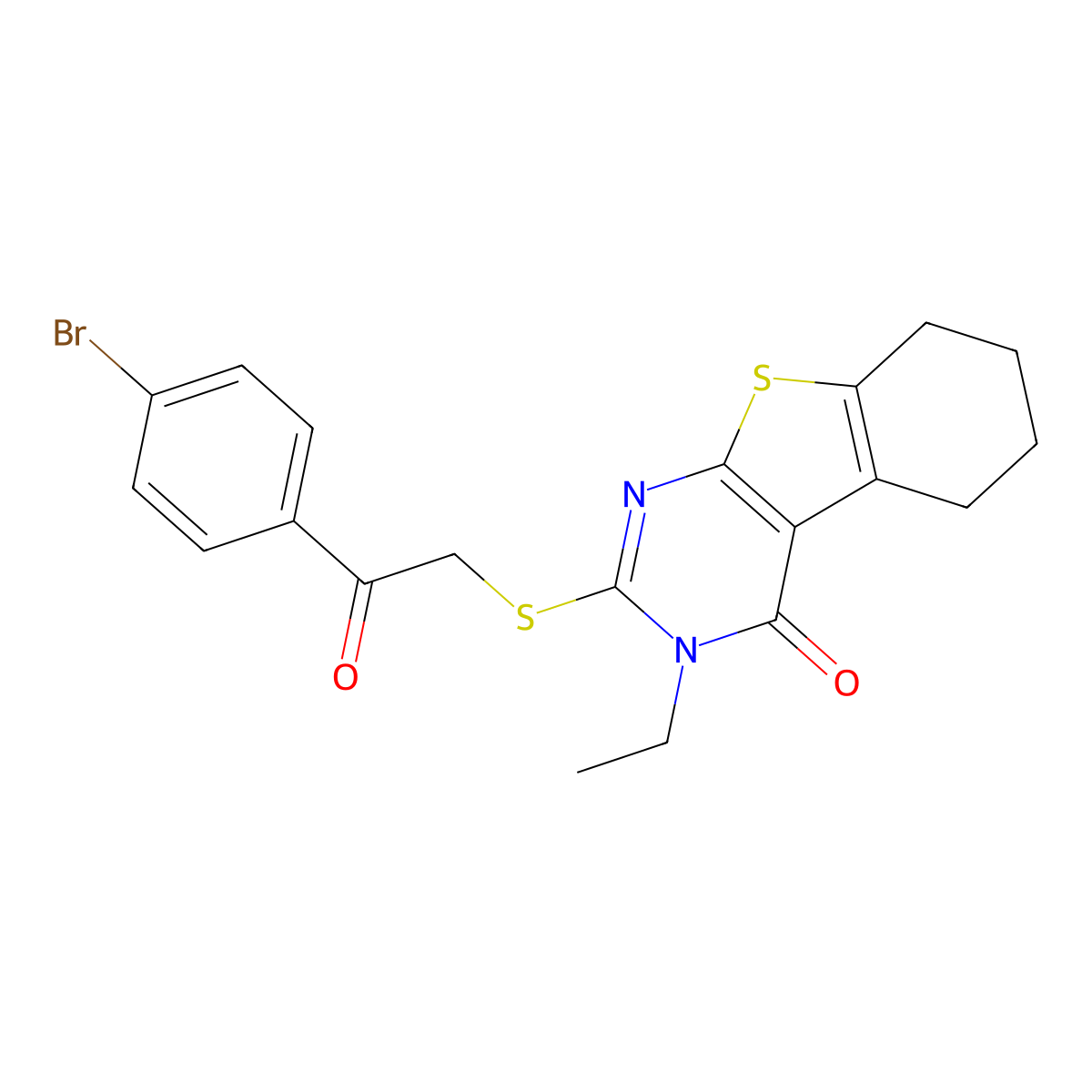 2-{[2-(4-bromophenyl)-2-oxoethyl]sulfanyl}-3-ethyl-5,6,7,8-tetrahydro[1]benzothieno[2,3-d]pyrimidin-4(3H)-one molecular structure, CAS 314041-84-4