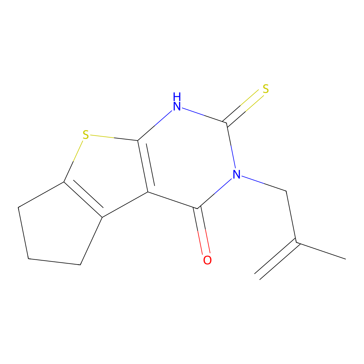 3-(2-methyl-2-propenyl)-2-sulfanyl-3,5,6,7-tetrahydro-4H-cyclopenta[4,5]thieno[2,3-d]pyrimidin-4-one molecular structure, CAS 314041-98-0