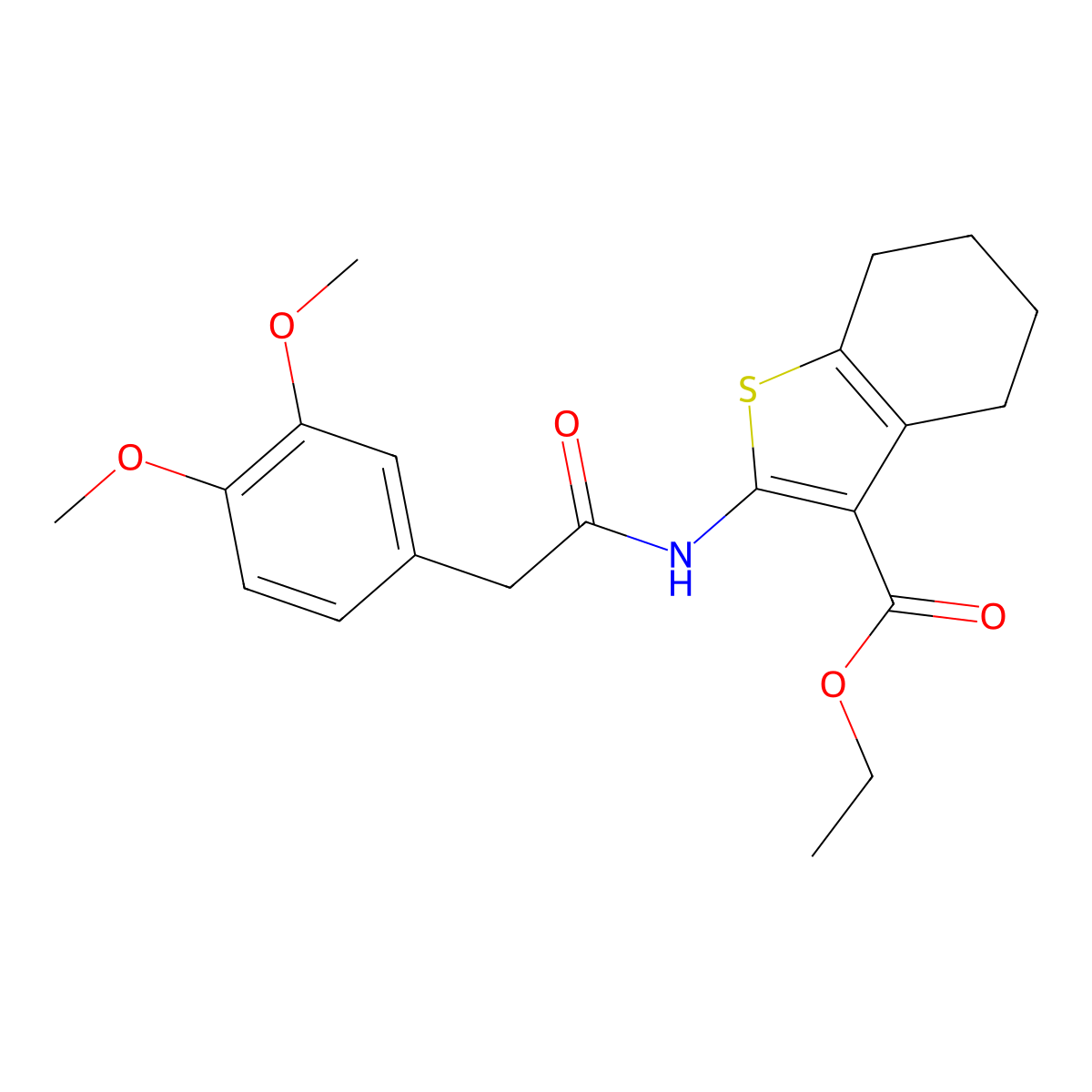 Ethyl 2-{[(3,4-dimethoxyphenyl)acetyl]amino}-4,5,6,7-tetrahydro-1-benzothiophene-3-carboxylate molecular structure, CAS 314042-43-8