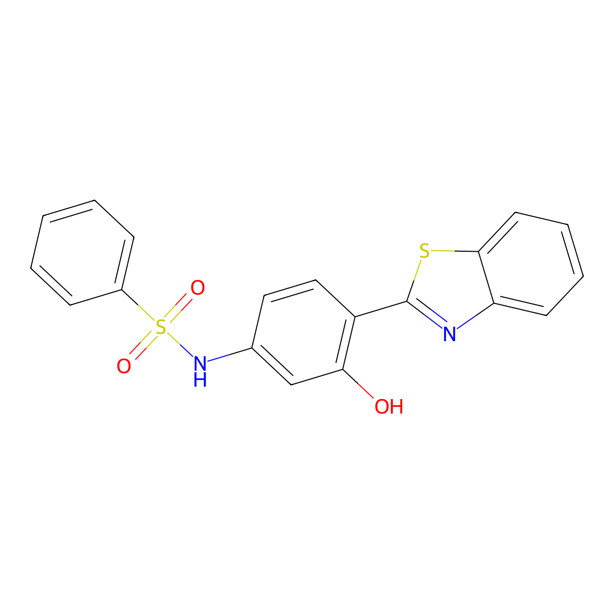 N-[4-(1,3-benzothiazol-2-yl)-3-hydroxyphenyl]benzenesulfonamide molecular structure, CAS 314042-46-1