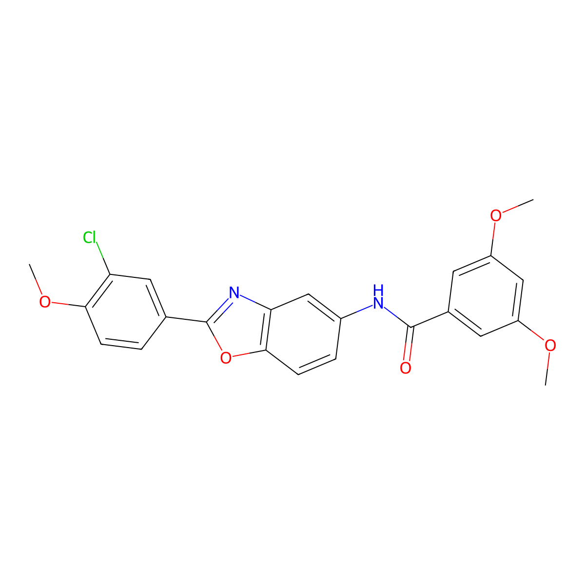 N-[2-(3-chloro-4-methoxyphenyl)-1,3-benzoxazol-5-yl]-3,5-dimethoxybenzamide molecular structure, CAS 314042-48-3