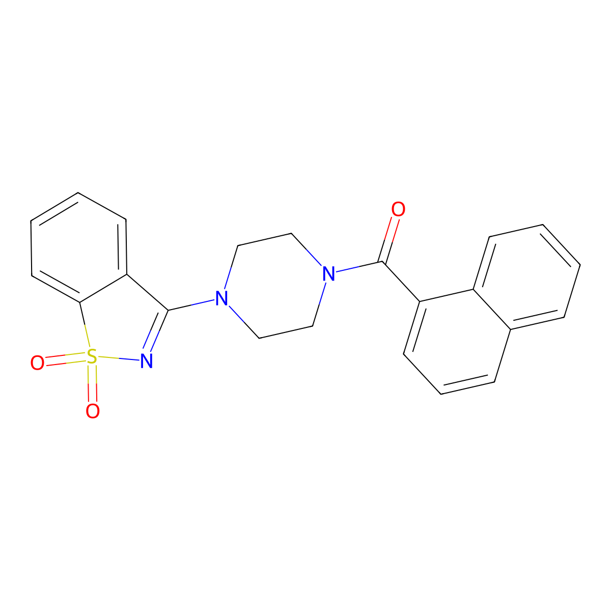 3-[4-(Naphthylcarbonyl)piperazinyl]benzo[d]1,2-thiazole-1,1-dione molecular structure, CAS 314042-52-9