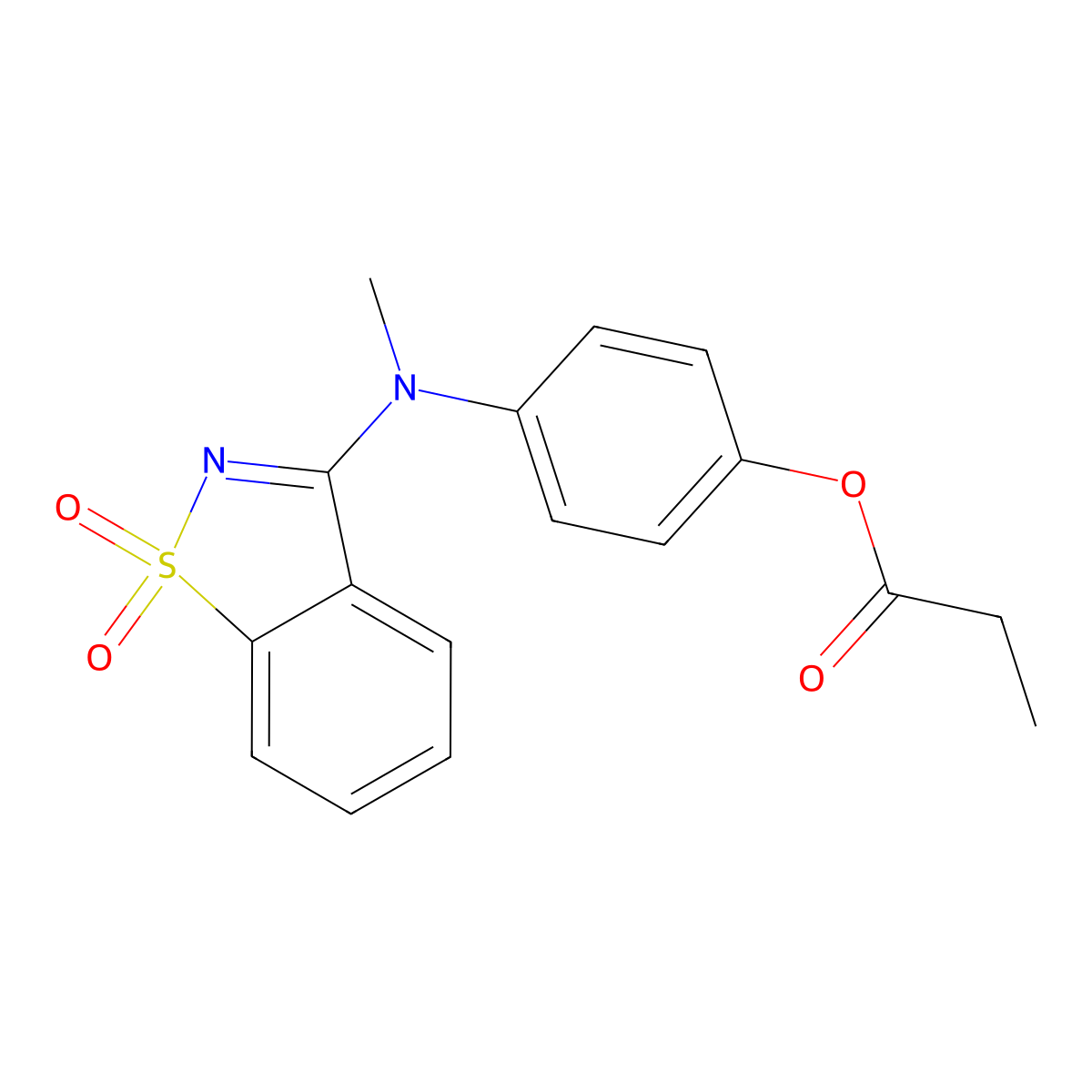 4-[(1,1-Dioxido-1,2-benzothiazol-3-yl)(methyl)amino]phenyl propanoate molecular structure, CAS 314042-58-5