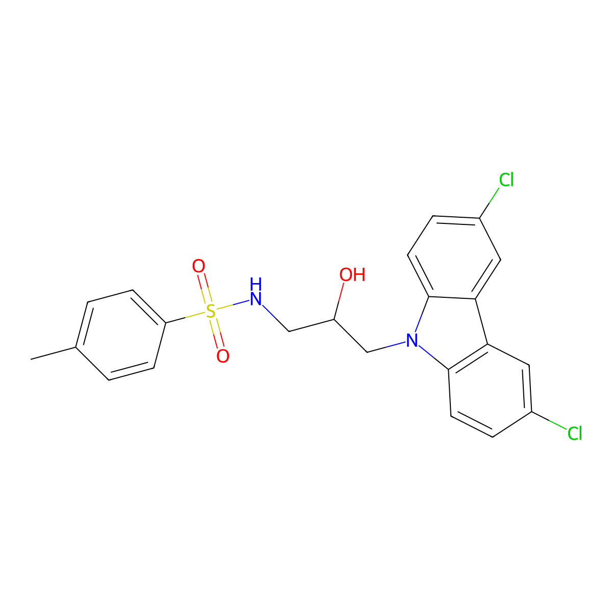 N-[3-(3,6-Dichloro-carbazol-9-yl)-2-hydroxy-propyl]-4-methyl-benzenesulfonamide molecular structure, CAS 314042-71-2
