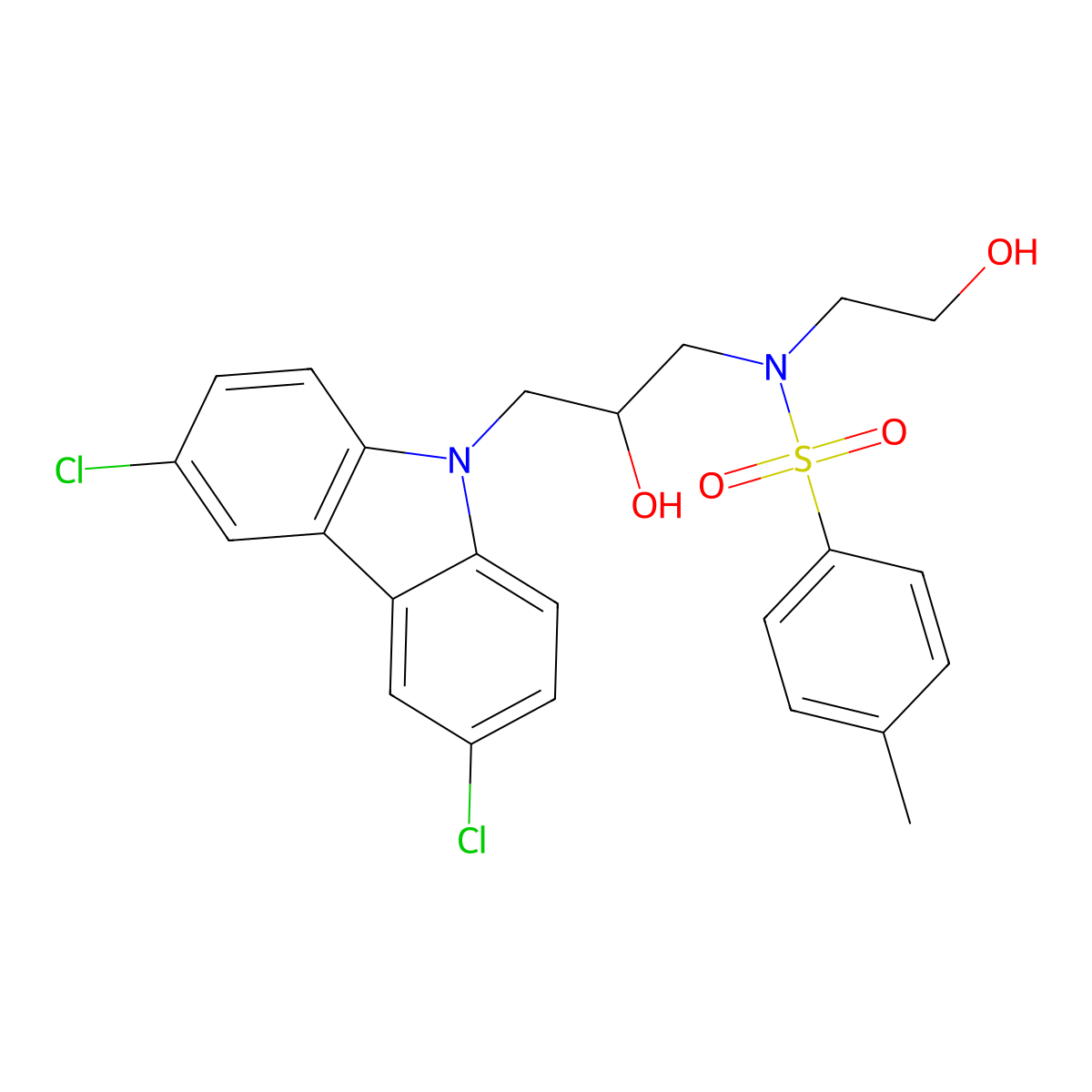 N-[3-(3,6-dichloro-9H-carbazol-9-yl)-2-hydroxypropyl]-N-(2-hydroxyethyl)-4-methylbenzenesulfonamide molecular structure, CAS 314042-72-3