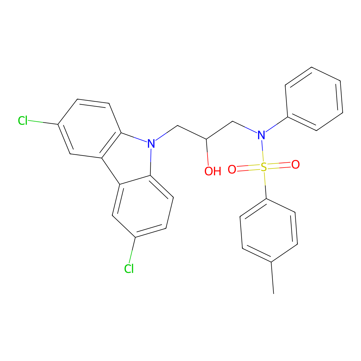 N-(3-(3,6-dichloro-9H-carbazol-9-yl)-2-hydroxypropyl)-4-methyl-N-phenylbenzenesulfonamide molecular structure, CAS 314042-75-6