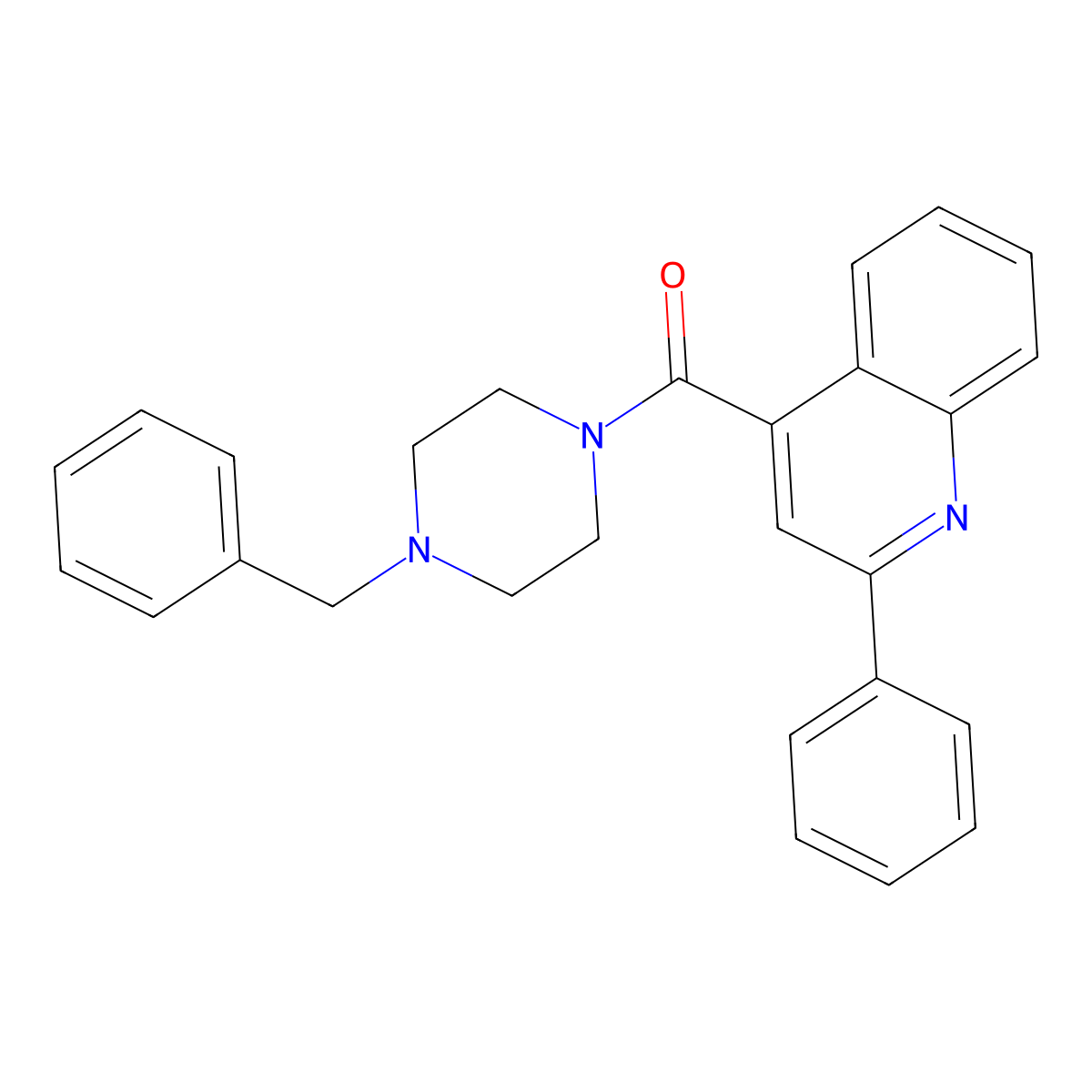 (4-Benzylpiperazin-1-yl)(2-phenylquinolin-4-yl)methanone molecular structure, CAS 314042-86-9